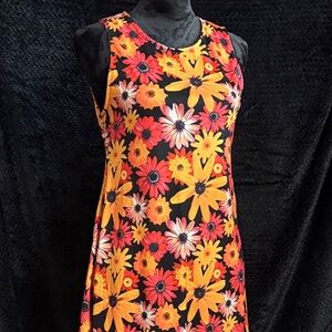 Yelete Floral Dress - Bold Black, Orange, and Yellow